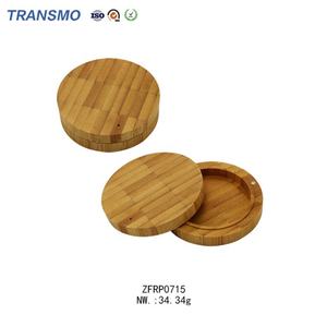 Boîte à poudre compacte vide écologique de luxe en bambou, ronde, avec échantillons gratuits - Product Image 6