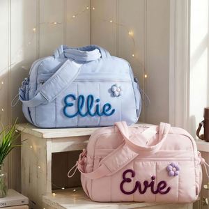 Quilted Nylon Hand Knitted Weekender Large Capacity Women <b>Travel</b> Tote Overnight Gym Bag, <b>Gift</b> for Ladies - Product Image 1