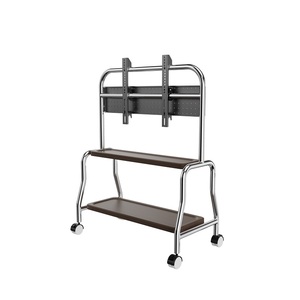 Carga económica 50kg Soporte de <span class=keywords><strong>TV</strong></span> de acero inoxidable Altura ajustable Carro de <span class=keywords><strong>TV</strong></span> móvil Carro de <span class=keywords><strong>TV</strong></span> con <span class=keywords><strong>estante</strong></span> - Product Image 4