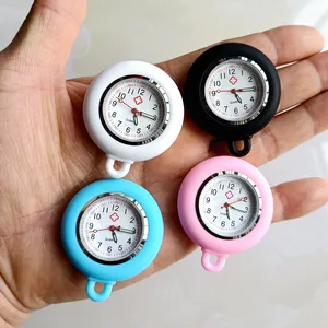 Nurse Doctor Women Mens Colourful Silicone Pocket Watches Clock Head Face Parts For Badge Reel Keychains Lanyards Key Rings Rope