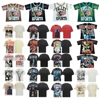 Kaos T-shirt Kasual Longgar Serbaguna Berbahan Katun Murni dengan Pola Kartun Gaya Hip-hop Baru dari Amerika yang Berpengaruh di Dunia