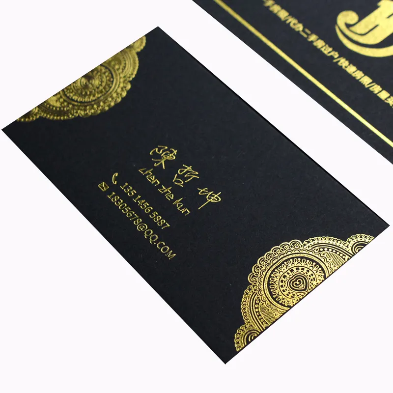 Luxury Black Thick Name Business Card Embossed Golden Business Cards Printing Logo