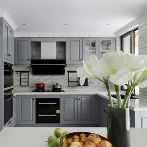 Meubles de cuisine au design moderne, armoire de rangement de cuisine en forme de U en aggloméré, vente en gros, armoire de cuisine en bois sur mesure - Product Image 1