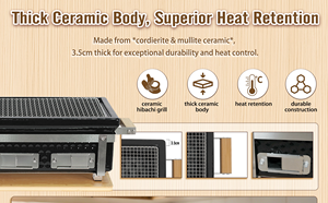 Parrilla <span class=keywords><strong>de</strong></span> Cerámica Auplex, Parrilla Hibachi Japonesa Mejorada para Acampar/Interior, Parrilla Yakitori <span class=keywords><strong>de</strong></span> Carbón con 3 Ventilaciones, Sin Humo - Product Image 4