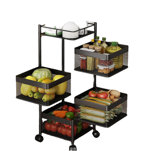 Venta al por mayor estante de metal de 5 niveles multicapa cesta de verduras de almacenamiento giratoria de 360 grados estante de cestas giratorio - Product Image 3