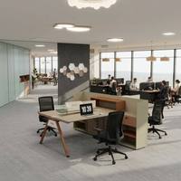 Poste de travail de direction compact en bois durable avec cloison double moderne pour deux personnes - Vente en gros
