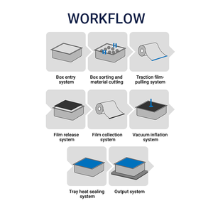 Scelleuse <span class=keywords><strong>sous</strong></span> <span class=keywords><strong>vide</strong></span> automatique à atmosphère modifiée LINPACK pour barquettes alimentaires, pour fruits, viande, légumes - Product Image 2
