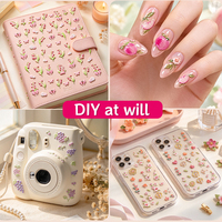 Acanthus Carving Nail Art 5D Embossed Black White Leaf Lace Stereoscopic Flower Butterfly Back Glue Nail Decals Decoration DIY.