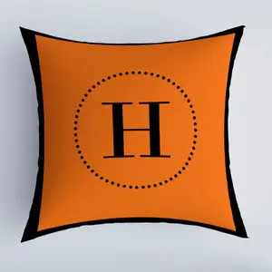 High quality designers Pillow Cover Orange Letter Horse Printing Cushion Cover Peach Skin Velvet geometric Throw Pillow Cover