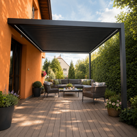 Motorisierte Aluminium-Vollretraktions-Lamellendach-Pergola, bioklimatisch, hurrikansicher, für Balkon und Garten – umweltfreundlich