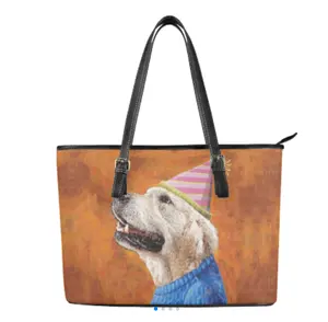 Latest Designer Lovely Cute Animal Dog Print Girl Handbags Low Price Ladies Bags Leather Handbags Zippered Tote Bag Promotional