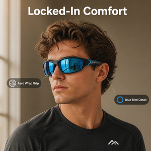 Occhiali da Sole Polarizzati Unisex con Lenti a Specchio, Montatura Bicolore, Aste con Texture a Punti e Protezione UV400 per Sport e Ciclismo - Product Image 1