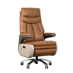 كرسي مكتب تنفيذي فاخر وعصري من الجلد بتصميم مريح وحجم كبير مع ظهر عالي وقاعدة من سبائك الألومنيوم قابلة للإمالة كهربائيًا - Product Image 2
