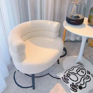 Cream Style Single Sofa Chair Living <b>Room</b> Lamb Wool 2025 New Leisure Chair Home Bedroom <b>Dressing</b> <b>Table</b> Makeup Chair - Product Image 2