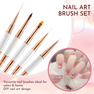Ensemble de pinceaux de luxe pour nail art avec manche métallique, poils en nylon doux, personnalisable, outil de peinture multifonctionnel pour salon de manucure - Product Image 5