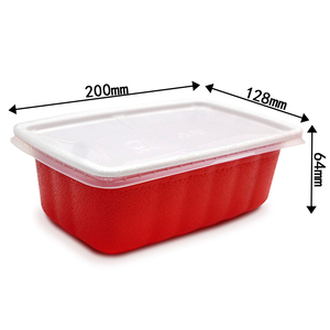 Kotak Makan Siang Wadah Makanan Sekali Pakai Plastik Microwave Merah - Product Image 1