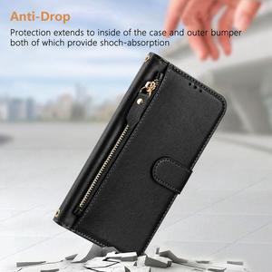 Prix plus bas pour Tecno Camon 50 4G Étui de téléphone en cuir avec fentes multi-cartes et fermeture éclair - Product Image 3