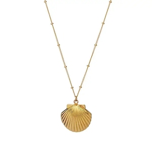 Collar de medallón de concha marina de joyería chapada en oro de moda personalizada de fábrica - Product Image 5