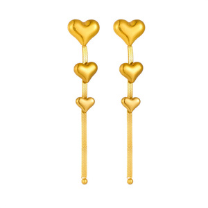 Heart Shape Drop Earrings Gold Plated <b>Titanium</b> Steel Long <b>Chain</b> Tassel Fashion Jewelry Gift For Women - Product Image 5