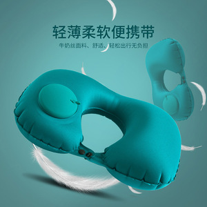 Almohada de Viaje en Forma de U, Inflable Automática, para Avión y Auto, Almohada Circular Plegable, Tipo Presión, Cojín para Cuello - Product Image 4