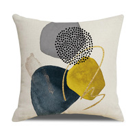 Housse de coussin YINUAN style Mid-Century Modern, motif abstrait jaune et gris, pour décoration