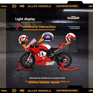 Nuevo Modelo de Motocicleta <span class=keywords><strong>Ducati</strong></span> <span class=keywords><strong>V4R</strong></span> de Metal Fundido a Presión de HY, Escala 1:6, con Llave, Spray, Alta Tecnología, Juguete Eléctrico Divertido, Novedades - Product Image 2
