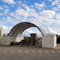 Dôme de conteneur 40x20 pieds (12x6m) avec structure en acier galvanisé et toit en PVC, abri d'entrepôt extérieur résistant au vent