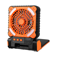 Ventilateur de camping solaire rechargeable à 4 vitesses avec LED, ventilateur de tente portable étanche à longue autonomie pour la randonnée et la pêche en extérieur