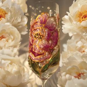 Copa de Cristal Templado Sostenible Hecha a Mano de Lujo Personalizada con Perlas y Diamantes para <span class=keywords><strong>Flautas</strong></span>, Personalizada para Mr. y Mrs. Aniversario - Product Image 2