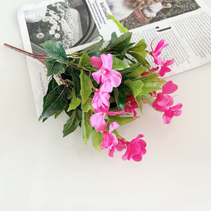 Venta caliente ramas de flores de seda colorida Decoración de mesa de restaurante flores de <span class=keywords><strong>balsamina</strong></span> artificiales de plástico - Product Image 3
