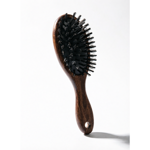 Mini Tree Cushion Hairbrush Wooden Handle Nylon Bristles Ergonomic Design For Comfortable Styling - Product Image 1