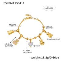 Bracelet polyvalent en acier inoxydable plaqué or avec breloque roue de Ferris DIY, motif ours de dessin animé et zircon, bijoux de niche tendance