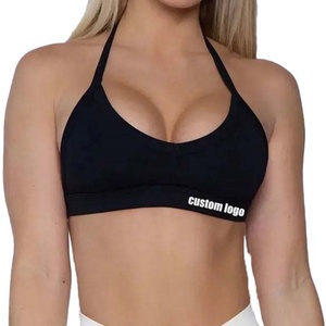 OEM Custom Lady Padded <b>Backless</b> Workout <b>Bra</b> Gym Yoga Top Yogawear Fitness Open Back Halter Seamless <b>Sports</b> <b>Bra</b> for Women - Product Image 3
