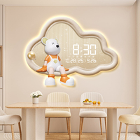 Salle à manger peinture décorative avec horloge ours violent dessin animé lumière LED mur Art fond tenture murale peinture créative