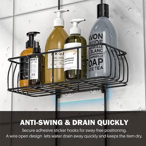 2 Tier Stainless Steel Bathroom <strong>Shower</strong> Shelf Hanging Storage Rack <strong>Over</strong> <strong>the</strong> <strong>Door</strong> <strong>Shower</strong> <strong>Caddy</strong> With Hooks - Product Image 5