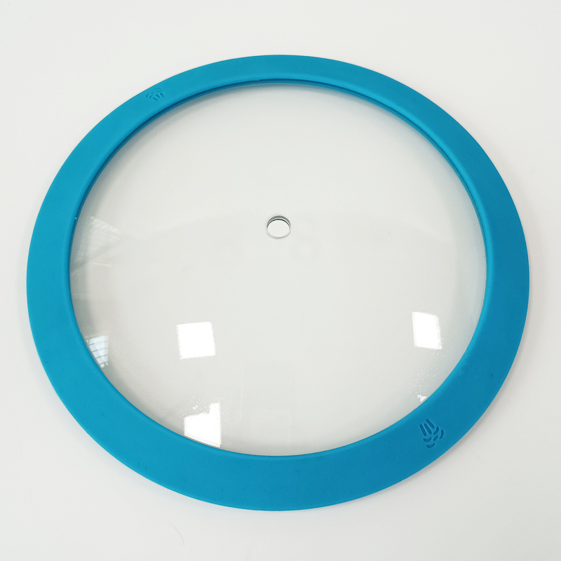 Blue silicone rim glass lid