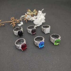 Anillo de Compromiso Clásico de Cobre de Alta Calidad, Estilo David Yurman, con Cristales y Baño de Rodio, para Parejas, Hombres y Mujeres, Venta al Por Mayor - Product Image 4