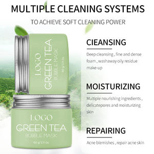 Masque facial bio au thé vert et à l'argile, personnalisé, au rétinol et à la vitamine C, pour éliminer les points noirs, traiter l'acné et éclaircir le teint, à base de plantes, effet bulle - Product Image 2