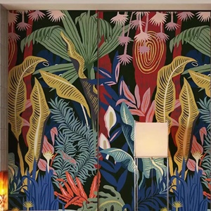 <span class=keywords><strong>Carta</strong></span> da <span class=keywords><strong>Parati</strong></span> Murale Personalizzata con Illustrazioni d'Arte Moderna e Foglie di Piante Tropicali per Decorazione di Camere da Letto e Soggiorni - Product Image 3