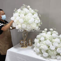 Rapide personnalisé 60cm 50cm boule de fleur blanc luxe soie ronde boule de fleur blanche décoration mariage complet