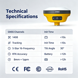 Récepteur portable Hi-target V200 GPS Base et Rover RTK avec code permanent sans défaillance pour la topographie et la cartographie GNSS RTK - Product Image 5
