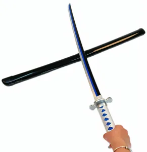 Tomioka Giyuu Pedang Kayu Mainan Anime Demon Slayer Katana Alat Peraga Halloween 104Cm 75Cm Gaya Baru