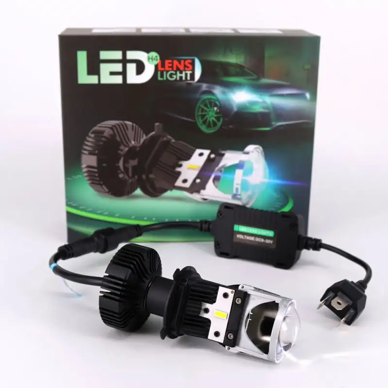 H4 Hi/Lo Beam LED Headlight Bulbs Conversion Kit with Projector Lens Direct easy Replacement