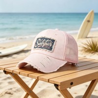 Gorra Trucker de 5 Paneles Ajustable de Mezclilla 100% Algodón con Logotipo Personalizado, Estilo Hip Hop, con Malla Trasera, Gorra Lisa al por Mayor, Unisex, para Exteriores