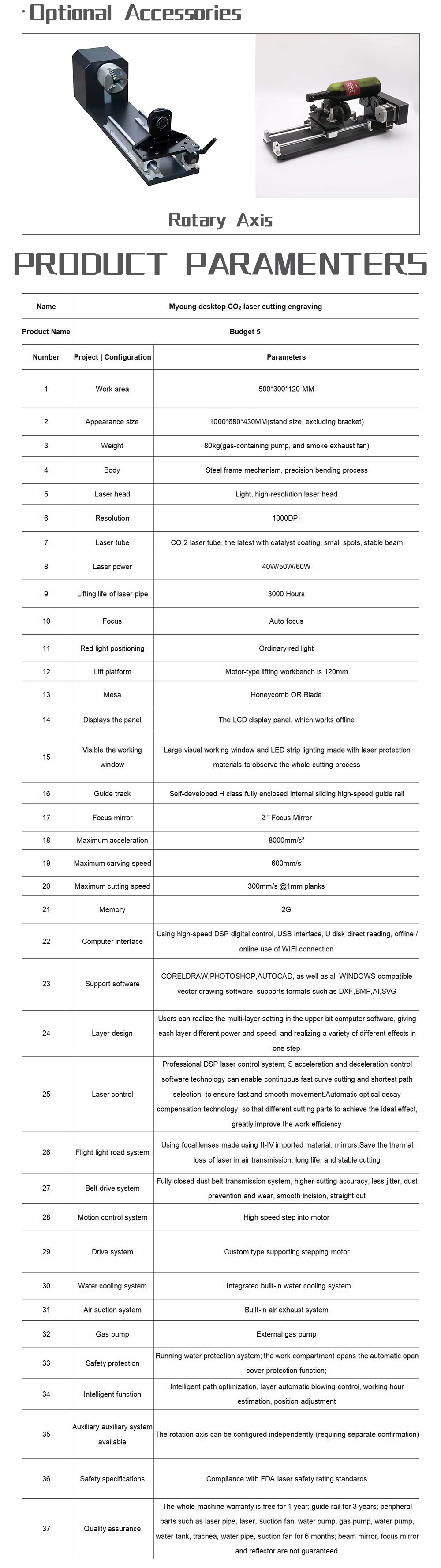60w 75w Myoung 700*500mm CO2 laser cutting machine With laser cutting acrylic