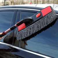 Brosse à poussière pour voiture en alliage d'aluminium traité à la cire, microfibre, manche long, outil de nettoyage automobile sans rayures, pour intérieur et extérieur