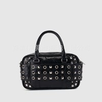 Sac fourre-tout mini carré tendance punk transfrontalier pour femme, style épaule/sous le bras, avec chaîne, rivets et fermeture éclair, à bandoulière unique, doux et cool