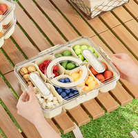 Boîte de rangement portable pour aliments et collations, avec compartiments, couvercle et poignée