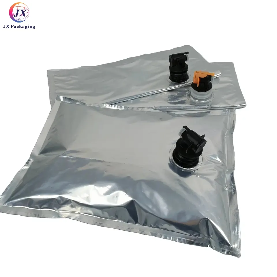 BIB Box Bag con válvula de mariposa Grifo Bolsa de papel de aluminio Plateado Vino tinto Fertilizante Bebida Café Bolsa de agua resistente a la luz