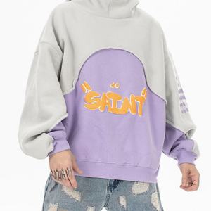 ผู้ผลิตเสื้อฮู้ดดี้แบบสวมหัว ดีไซน์สีตัดกัน ปรับแต่งได้ สำหรับเสื้อผ้าสั่งทำพิเศษ ออกแบบลายพิมพ์นูน สำหรับทุกเพศ - Product Image 2